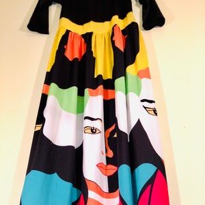 Multi-color Mid Sleeve Dress